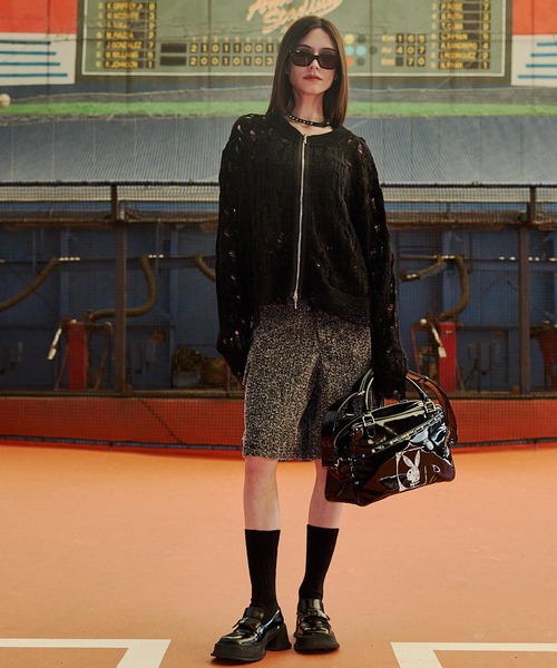 ヴィエディット VI E DIT Openwork zip knit cardigan ジップカーディガン 2504-VED-KMD0005 ブラック Openwork zip knit cardigan (Black) – VI E DIT