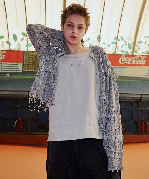 VI E DIT カーディガン Openwork zip knit cardigan/オープン
