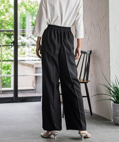 美品！ビッグサイズL！リアルレザータック入りスラックスパンツ la.f（ラ・エフ） スラックス パンツ 「WEB限定」タックワイド