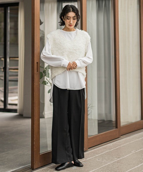 la.f（ラ・エフ） スラックス パンツ 「WEB限定」タックワイド