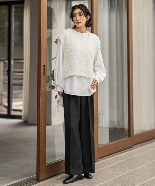 la.f（ラ・エフ） スラックス パンツ 「WEB限定」タックワイド