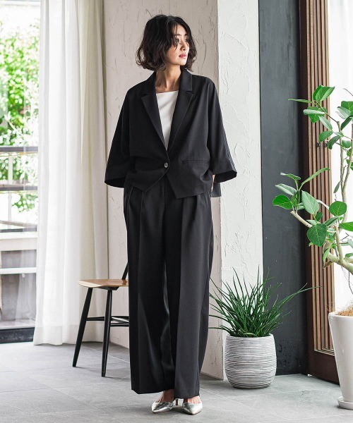 la.f（ラ・エフ） スラックス パンツ 「WEB限定」タックワイド