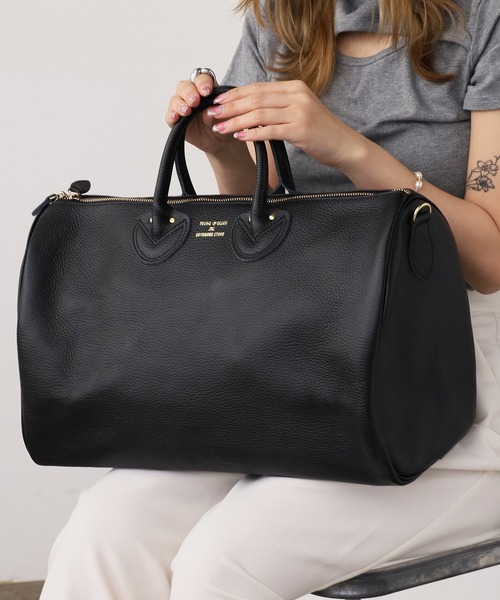 【未使用】ヤングアンドオルセン　レザーボストンバッグ　Ｍ YOUNG & OLSEN/ヤングアンドオルセン EMBOSSED LEATHER ZIP BOAT