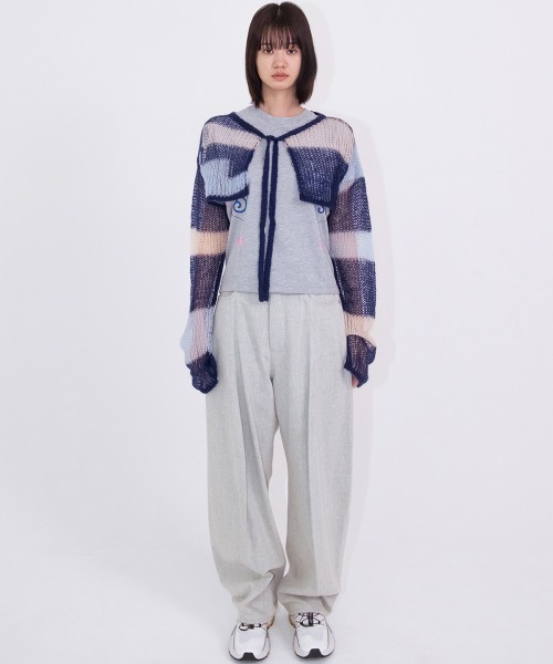 ニット セーター 「soduk別注」patchwork short knit cardigan