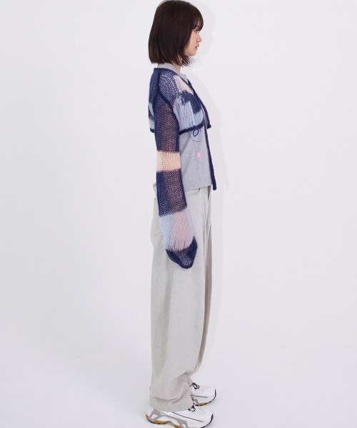 ニット セーター 「soduk別注」patchwork short knit cardigan