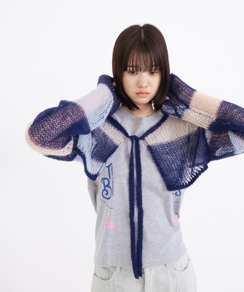 ニット セーター 「soduk別注」patchwork short knit cardigan