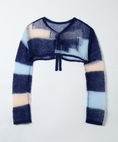 ニット セーター 「soduk別注」patchwork short knit cardigan