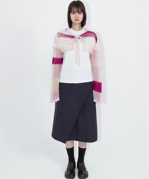 ニット セーター 「soduk別注」patchwork short knit cardigan