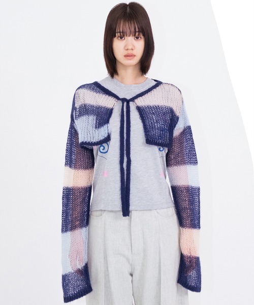 ニット セーター 「soduk別注」patchwork short knit cardigan