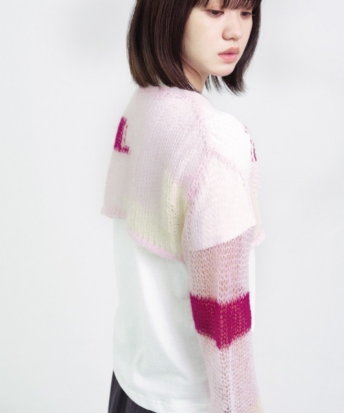 ニット セーター 「soduk別注」patchwork short knit cardigan
