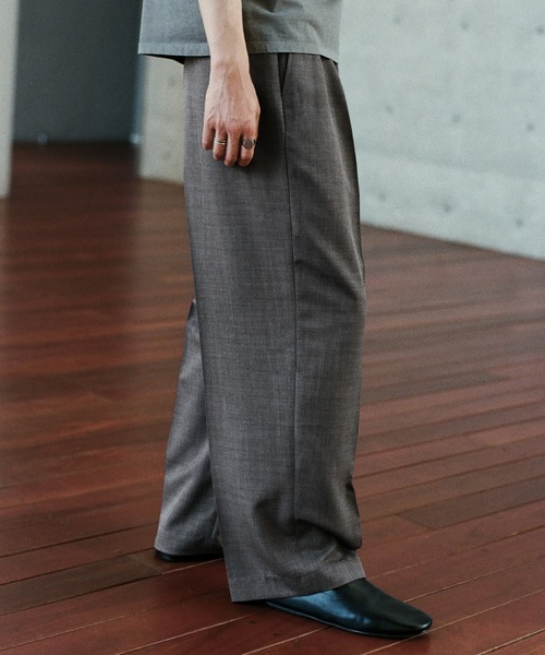 WYM LIDNM ワイドパンツ スラックス SEMI WIDE STRAIGHT WOOLY SLACKS