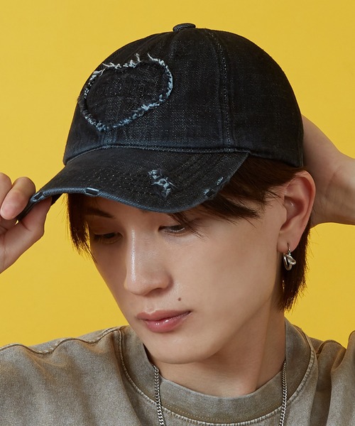 DIESEL ダメージ加工キャップ 帽子 キャップ DIESEL (ディーゼル) ダメージ ビッグロゴ コットン 6パネル ベース