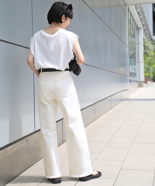 「Deuxieme Classe」 デニムパンツ 38 ホワイト レディース_画像2