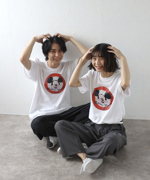 「Disney」 半袖Tシャツ M ライトブラック レディース