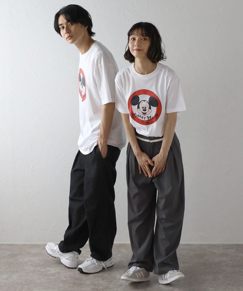 「Disney」 半袖Tシャツ M ライトブラック レディース