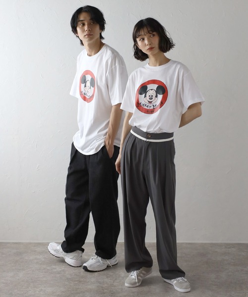 「Disney」 半袖Tシャツ M ライトブラック レディース