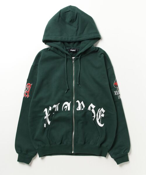 XLARGE グリーン パーカー XL XLARGE 「XLARGE」 ジップアップパーカー X-LARGE グリーン