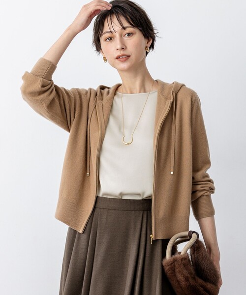 パーカー ピュアカシミヤ ジップアップ ニット レディース : ZOZOTOWN