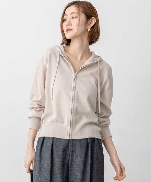 パーカー ピュアカシミヤ ジップアップ ニット レディース : ZOZOTOWN