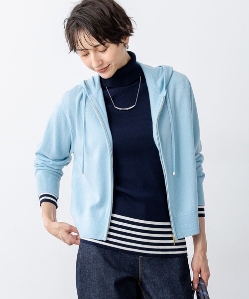 パーカー ピュアカシミヤ ジップアップ ニット レディース : ZOZOTOWN