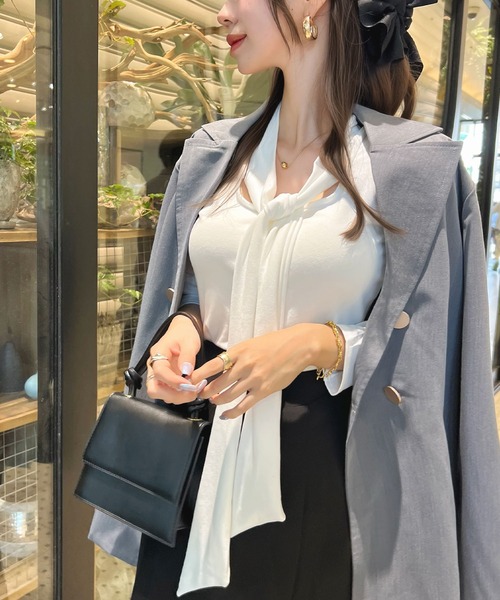 CHARME BY MICOLA tシャツ 今年っぽい♪リボンネクタイトップス