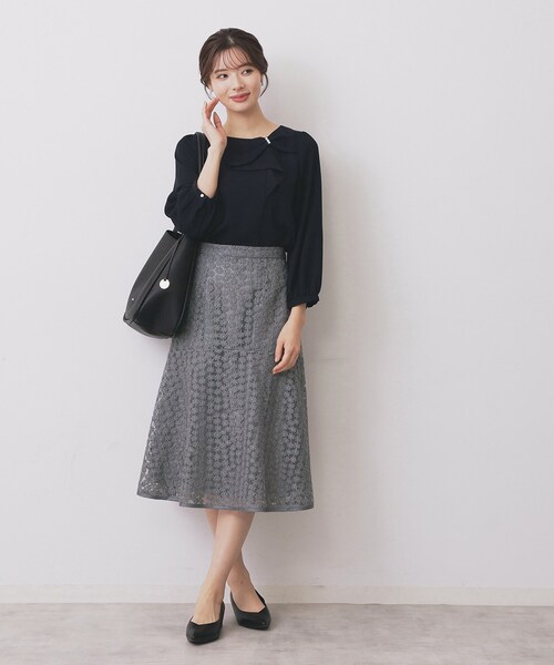 index（インデックス） スカート 小花刺繍チュールマーメイドスカート