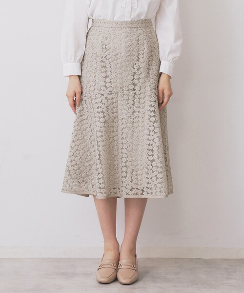 index（インデックス） スカート 小花刺繍チュールマーメイドスカート