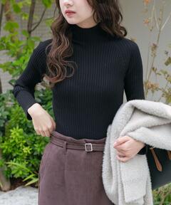 ニット セーター 「洗濯可」モチモチハイネックリブニット レディース