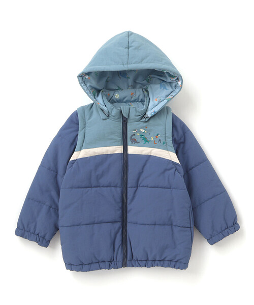 SLAP SLIP ダウン アウター 「お揃い」バイカラー恐竜ロケット総柄8WAY