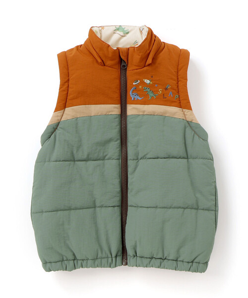 CURLEY&CO. ダウンベスト 2色セット SLAP SLIP ダウン アウター 「お揃い」バイカラー恐竜ロケット総柄8WAY