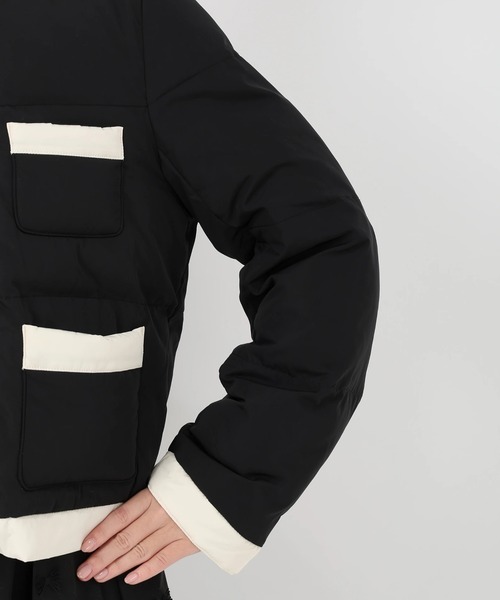 ストロベリーフィールズ　バイカラー　パフィージャケット　ブルゾン　美品 パフィータフタ_バイカラーパフィーアウター（ブルゾン）｜STRAWBERRY