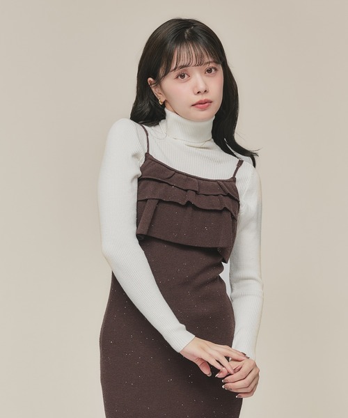 fupel ワンピース front frill spangle cami onepiece / フロント