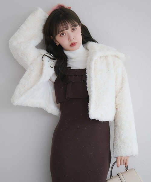fupel ワンピース front frill spangle cami onepiece / フロント