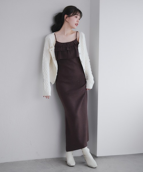fupel ワンピース front frill spangle cami onepiece / フロント