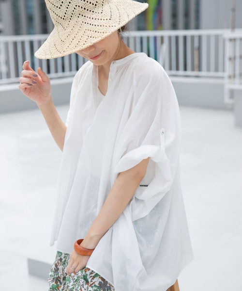 「URBAN RESEARCH DOORS」 半袖ブラウス MEDIUM ブルー レディース_画像2