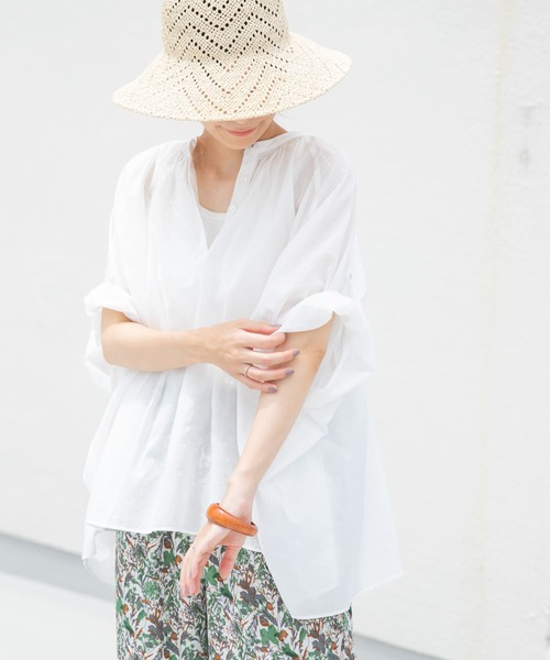 「URBAN RESEARCH DOORS」 半袖ブラウス MEDIUM ブルー レディース_画像6