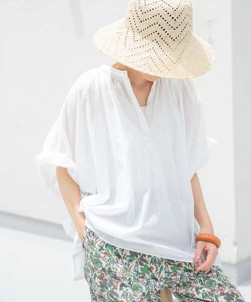 「URBAN RESEARCH DOORS」 半袖ブラウス MEDIUM ブルー レディース_画像8