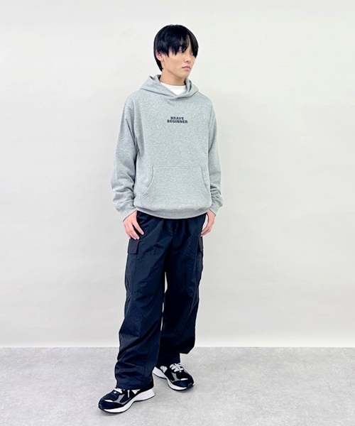 GLAZOS（グラソス） ワイドパンツ パンツ ナイロン起毛裏地つきカーゴ 