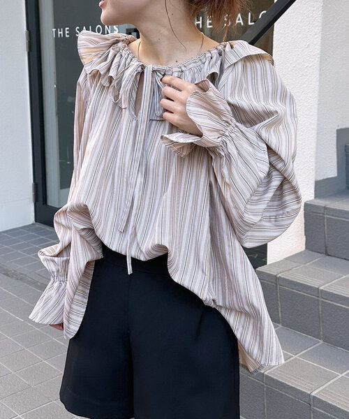 「mystic」 長袖ブラウス FREE ブルー レディース_画像2