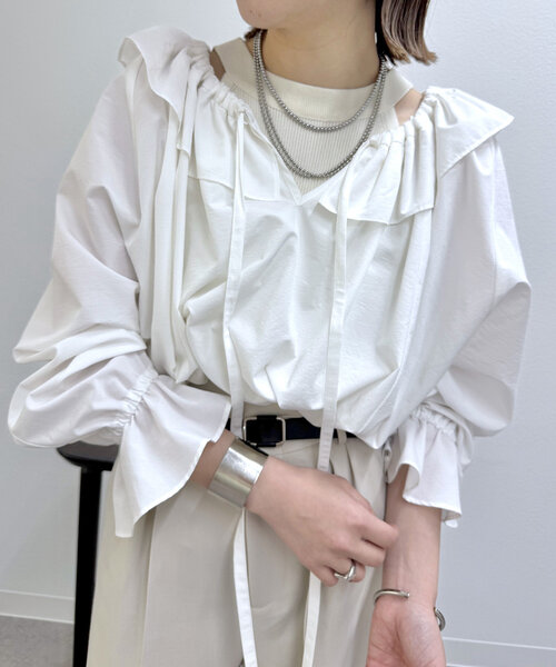 「mystic」 長袖ブラウス FREE ブルー レディース_画像3