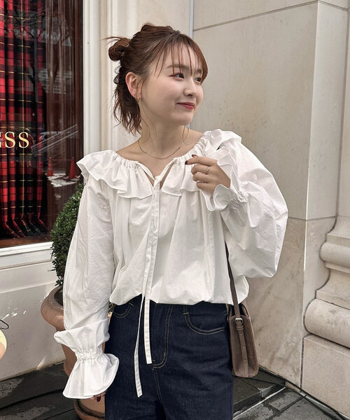 「mystic」 長袖ブラウス FREE ブルー レディース_画像9