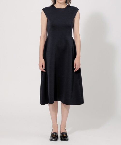 「EPOCA」 ノースリーブワンピース 38 ネイビー レディースの画像