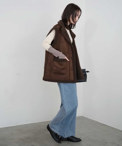 ムートンベスト　ジレ　ベスト　ムートンコート　ムートン　リアルムートン AMERICAN HOLIC（アメリカンホリック） ベスト ジレ ムートンライク