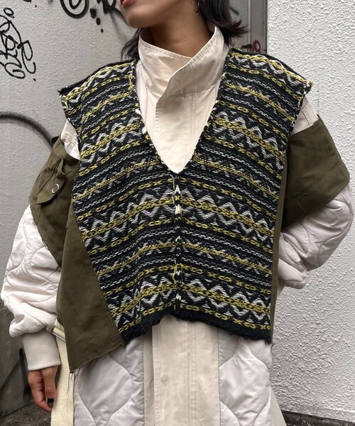 「etsinta」 半袖ニット ONE SIZE ネイビー レディースの画像
