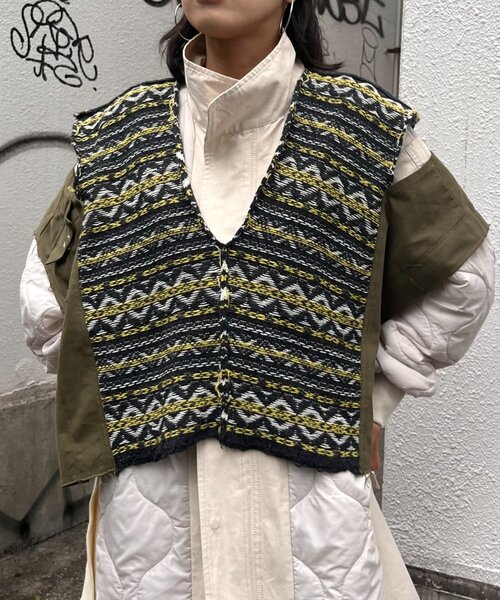 「etsinta」 半袖ニット ONE SIZE ネイビー レディースの画像