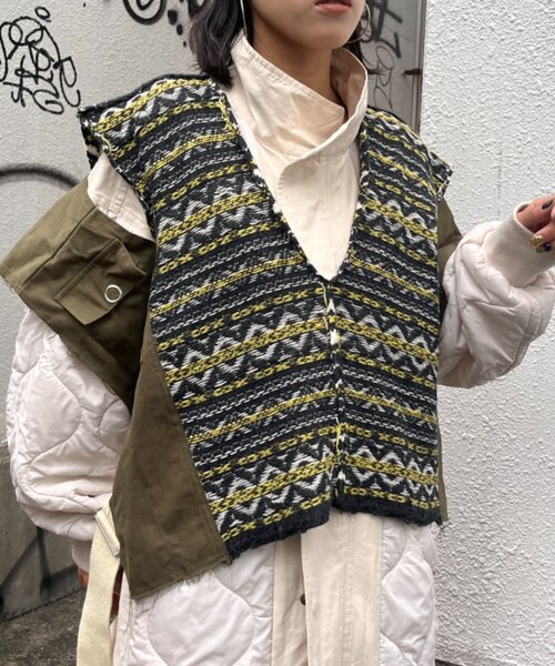 「etsinta」 半袖ニット ONE SIZE ネイビー レディースの画像
