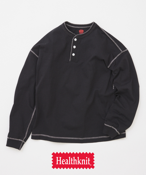 Healthknit（ヘルスニット） tシャツ 別注 ヘンリー ネックロンT