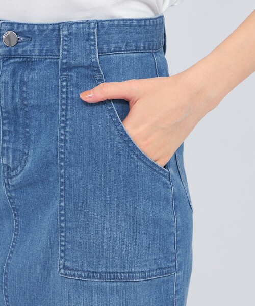 デニムスカート ストレッチデニム タイトスカートの画像