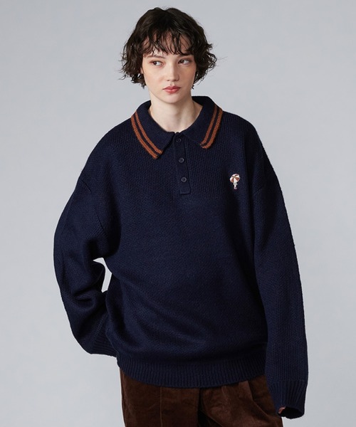 「ONCILY」 長袖ニット LARGE ネイビー メンズ_画像7