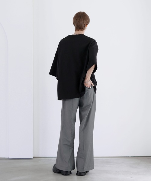 SOCCE ワイドパンツ スラックス レイヤードラップTRフレアスラックス